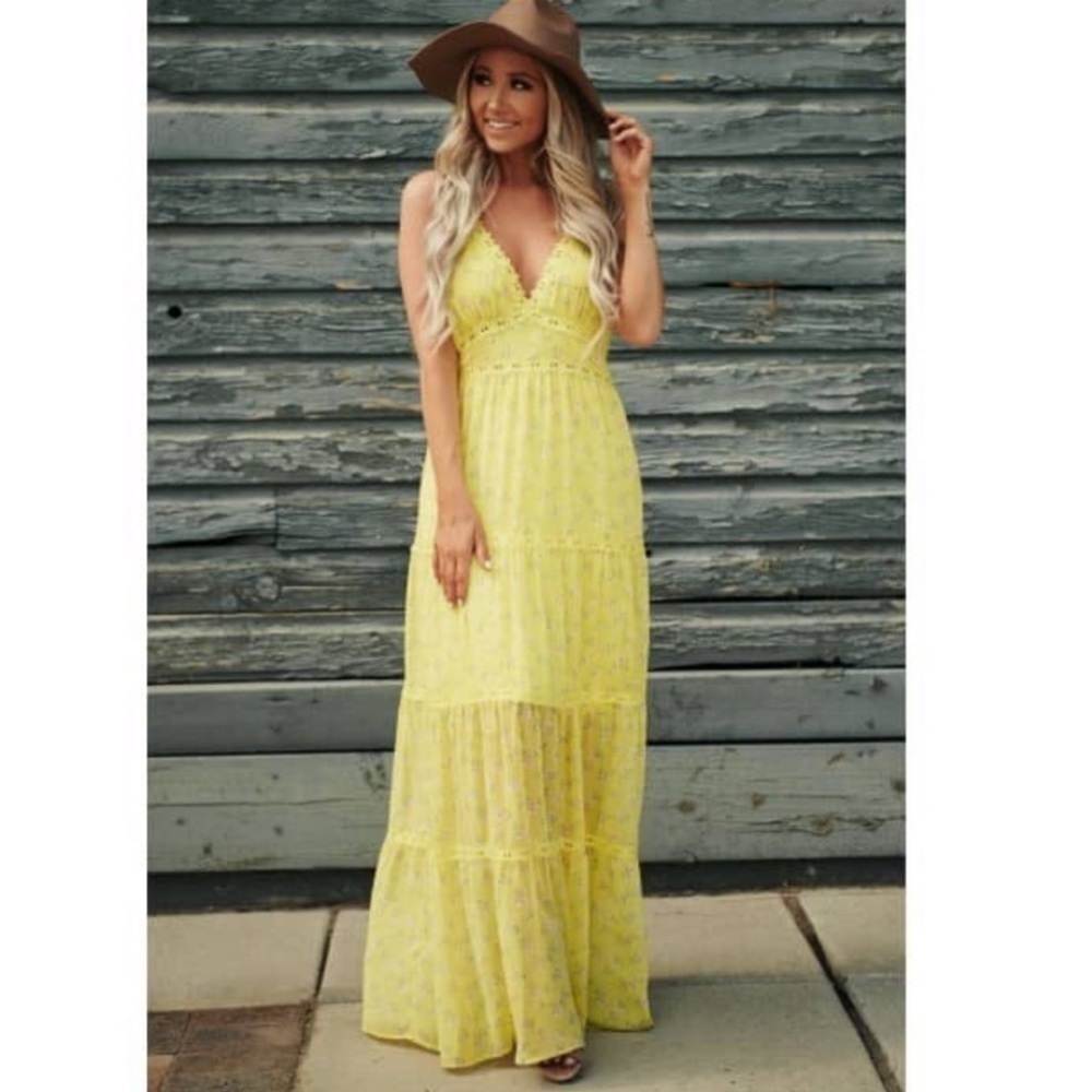 Bohemian yellow floral dress